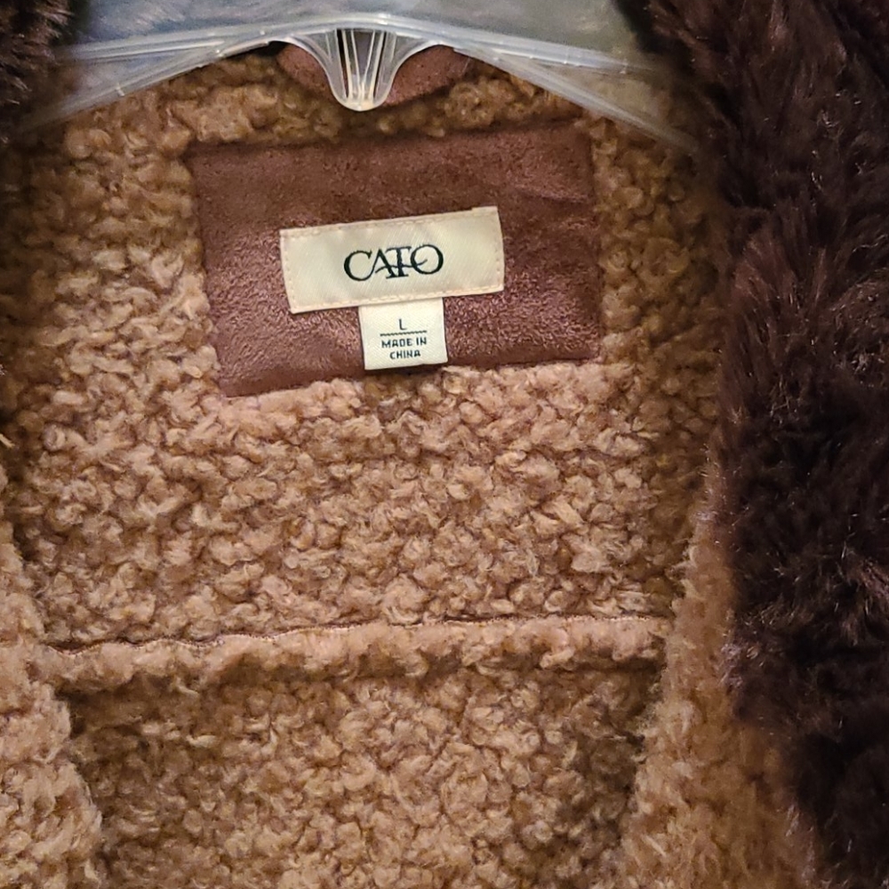 Faux Fur Leather Sheepskin Coat Jacket Two Tone Cato - Picture 7 of 10